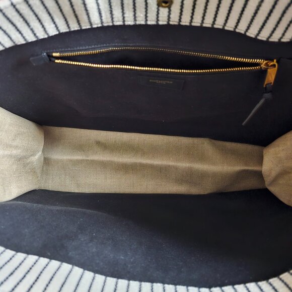 Saint Laurent Rive Gauche Tote Linen and Leather Handbag - Picture 4 of 7